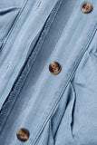 Casual Street Solid Frenulum Buckle Turndown Collar Short Sleeve Regular Denim Dresses