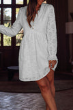 Casual Hook Flower Buttons V Neck A Line Dresses