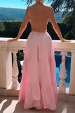 Sexy Backless Flounce V Neck Waist Skirt Dresses