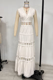 Casual Embroidered Hollow Out V Neck Sleeveless Dresses