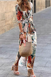 Street Elegant Print Patchwork V Neck A Line Dresses