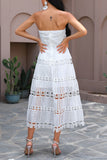 Sexy Casual Solid See-through Backless Strapless Long Dress Dresses