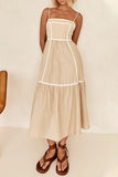Casual Ripple Patchwork Contrast Sling Dresses