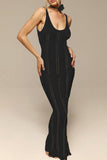 Sexy Vacation Solid Hook Flower Backless Swimwears Cover Up