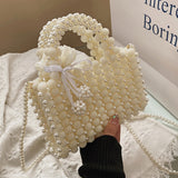 Casual Daily Solid Patchwork Pearl Weave Bags