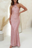 Sexy Formal Elegant Sequins Backless V Neck Long Dresses(4 Colors)