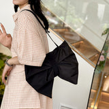 Daily Bow Patchwork Ruched Zipper Bags(4 Colors)