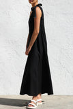Casual Lace Up Irregular Sloping Shoulder Long Dresses