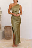 Sexy Slit Adjustable Sloping Shoulder Long Dresses(3 Colors)
