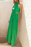 Casual Hollow Out Pocket Halter Loose Jumpsuits(4 Colors)
