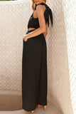 Casual Hollow Out Pocket Halter Loose Jumpsuits(4 Colors)