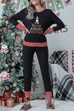 Fashion Living Print Patchwork O Neck Two Pieces