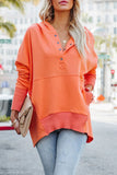 Casual Solid Pocket Buckle Hooded Collar Tops(9 Colors)