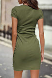 Casual Solid O Neck One Step Skirt Dresses(10 Colors)