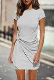 Casual Solid O Neck One Step Skirt Dresses(10 Colors)