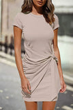 Casual Solid O Neck One Step Skirt Dresses(10 Colors)