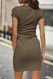 Casual Solid O Neck One Step Skirt Dresses(10 Colors)