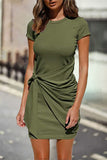 Casual Solid O Neck One Step Skirt Dresses(10 Colors)