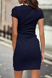 Casual Solid O Neck One Step Skirt Dresses(10 Colors)