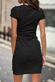Casual Solid O Neck One Step Skirt Dresses(10 Colors)