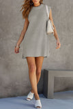 Casual Solid Slit O Neck A Line Dresses