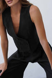 Casual Solid V Neck Sleeveless Two Pieces