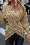 Casual Solid Cross Straps Asymmetrical V Neck Tops(5 Colors)