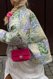 Casual Floral Pocket Turndown Collar Outerwear