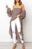 dasiuip Off The Shoulder Leopard Printed Dress
