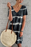 dasiuip V Neck Striped Printed Knee Length A Line Dress